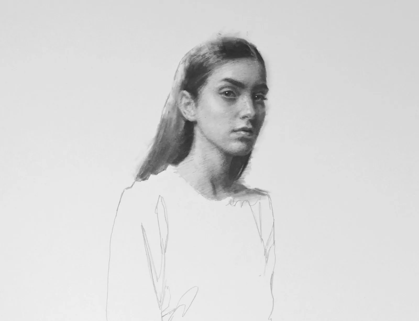 Anna, fusain et graphite de Anthony J. Moreau, 2025, Galerie Calderone