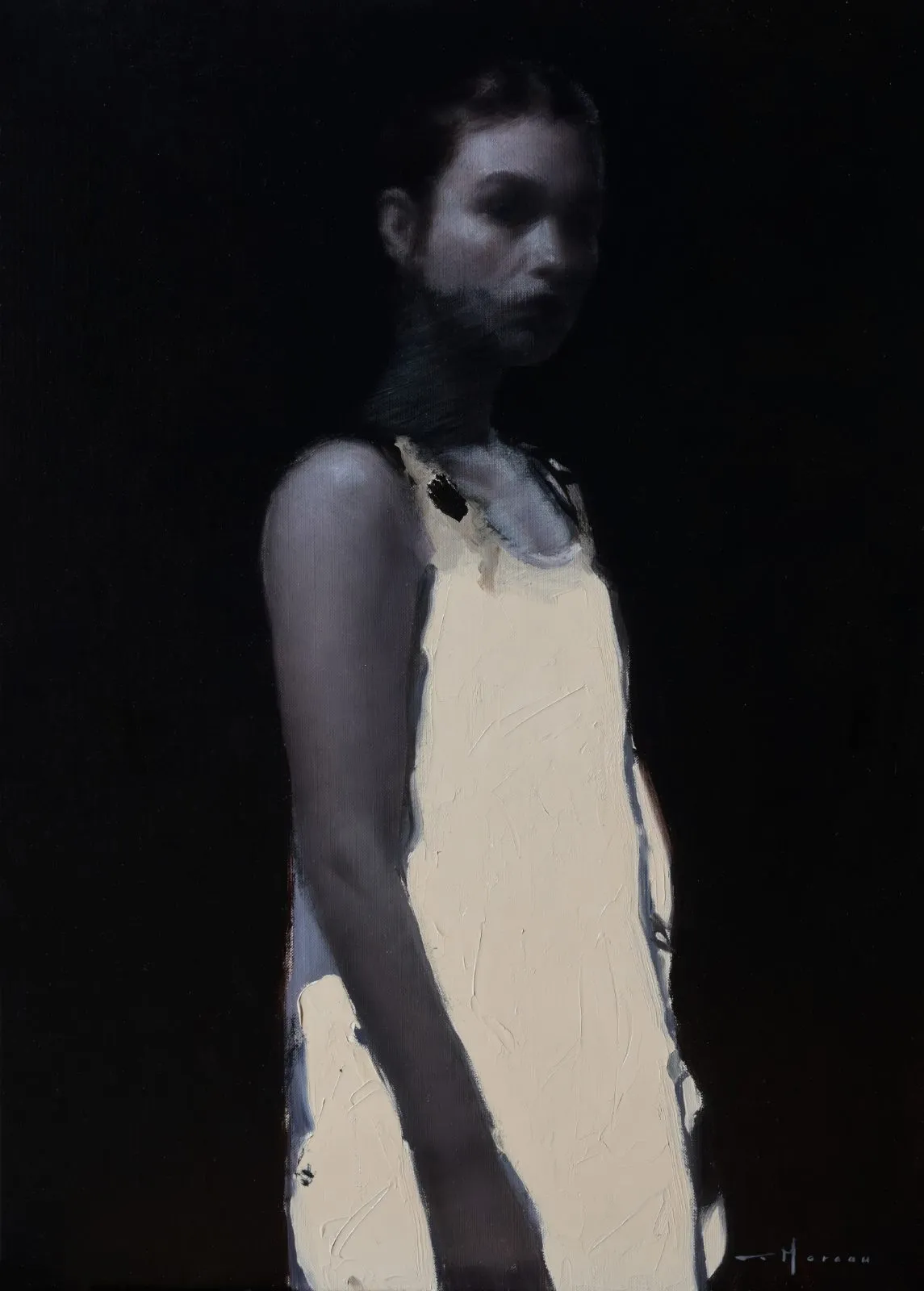 Figure n°2, huile sur lin de Anthony J. Moreau, 2026, 70 × 50 cm, Galerie Calderone