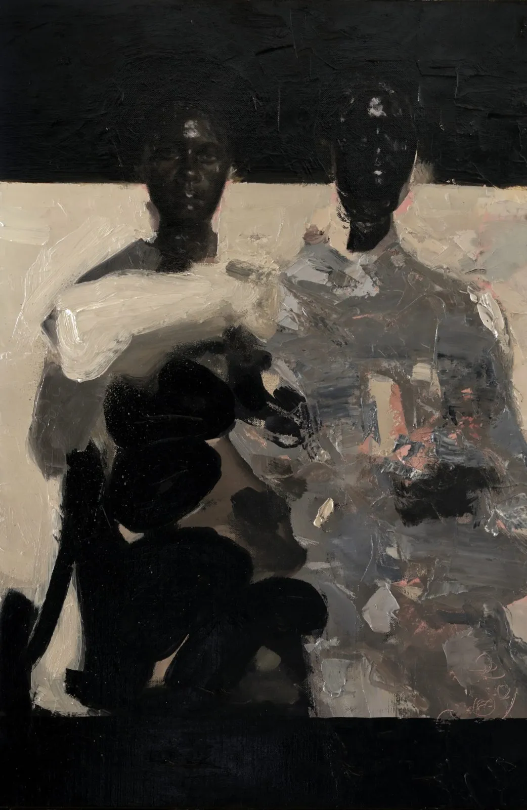 CCLXXVIII Post La Mettrie, huile sur lin de Anthony J. Moreau, 2025, Galerie Calderone