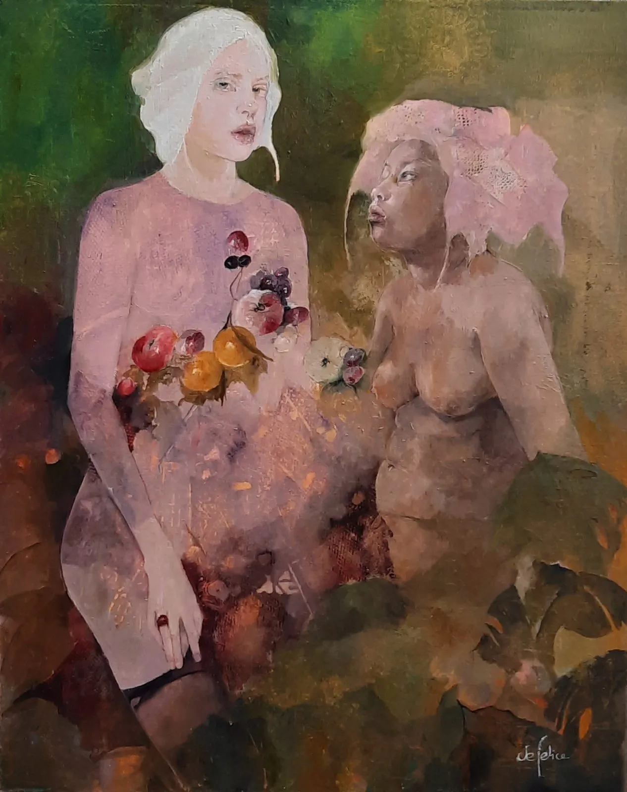 L'offrande, huile sur toile de Françoise de Felice, 2023, Galerie Calderone