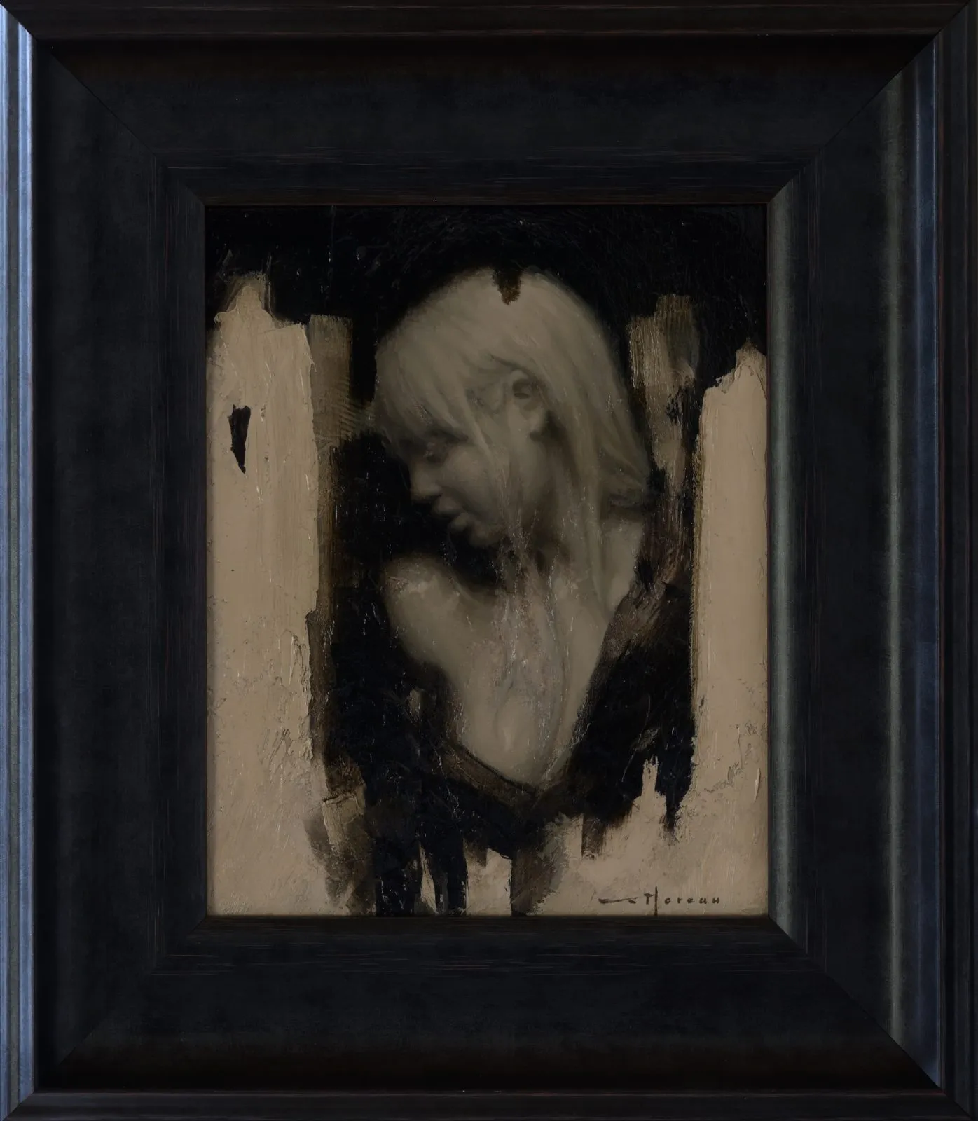 Étude 1, huile sur lin de Anthony J. Moreau, 2026, 28 × 22 cm, Galerie Calderone