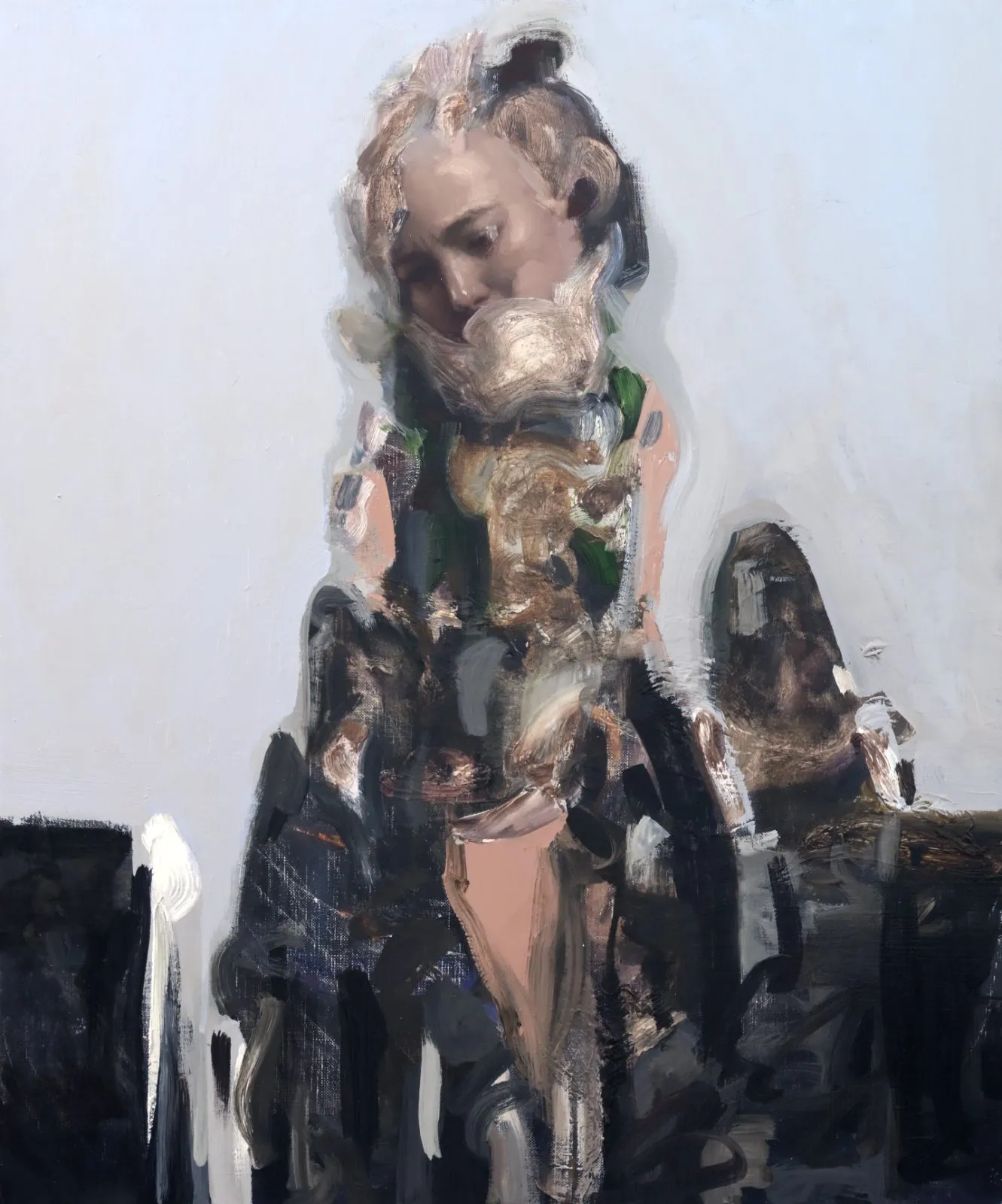 Figure n°4, huile sur lin de Anthony J. Moreau, 2026, 65 × 54 cm, Galerie Calderone