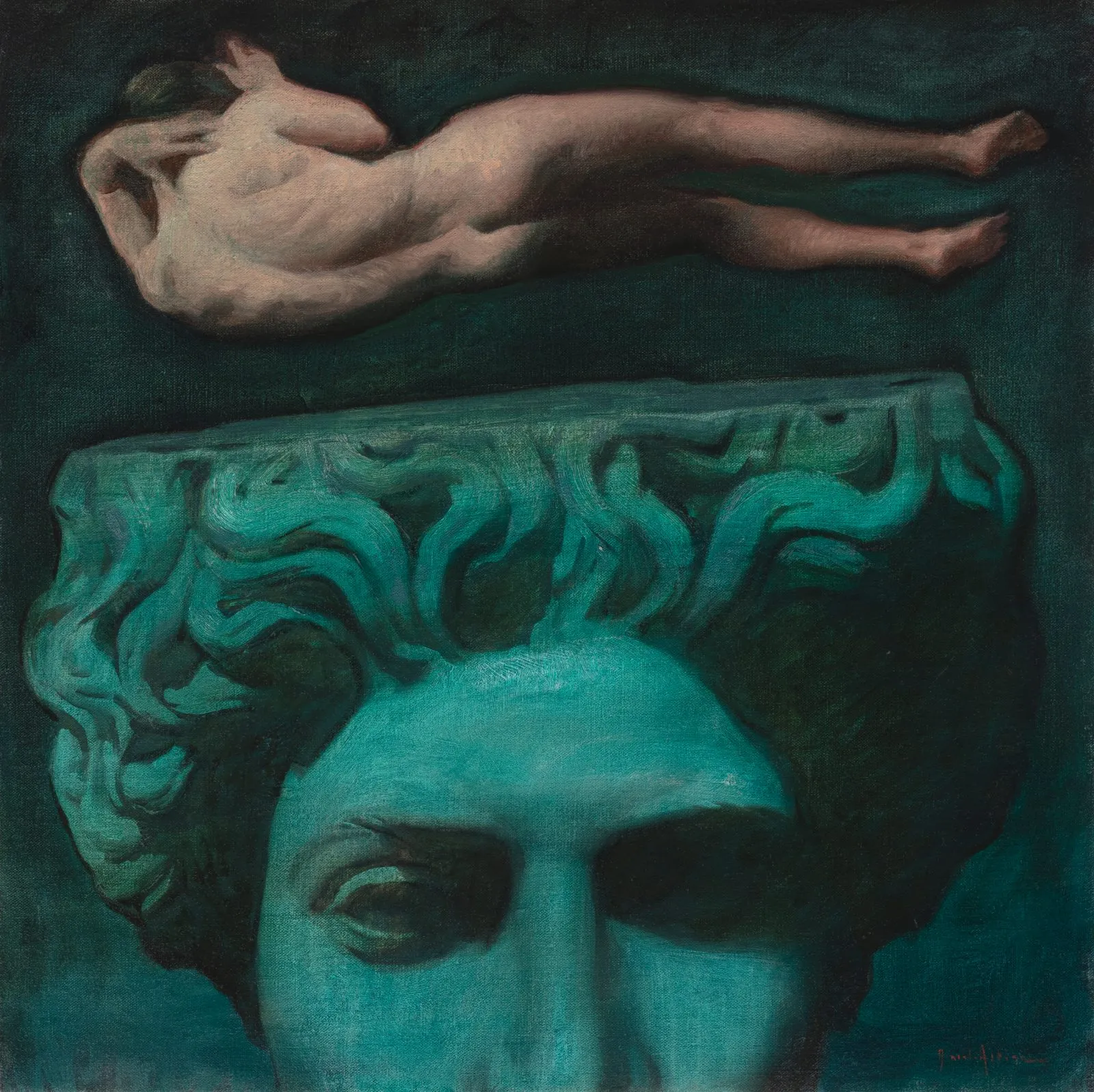 In the Iperuranio, huile sur bois de Daniela Astone, 2023, 50 × 50 cm, Galerie Calderone