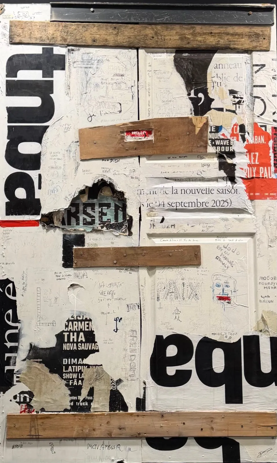 La porte, écriture urbaine de Laurent Durrey, 205 × 125 cm, Galerie Calderone