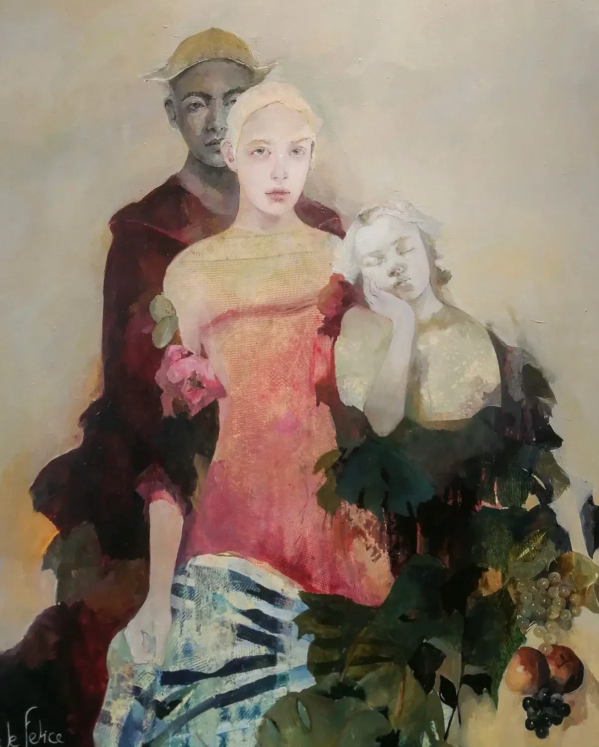 Paulownia, huile sur toile de Françoise de Felice, 2020, 100 × 80 cm, Galerie Calderone