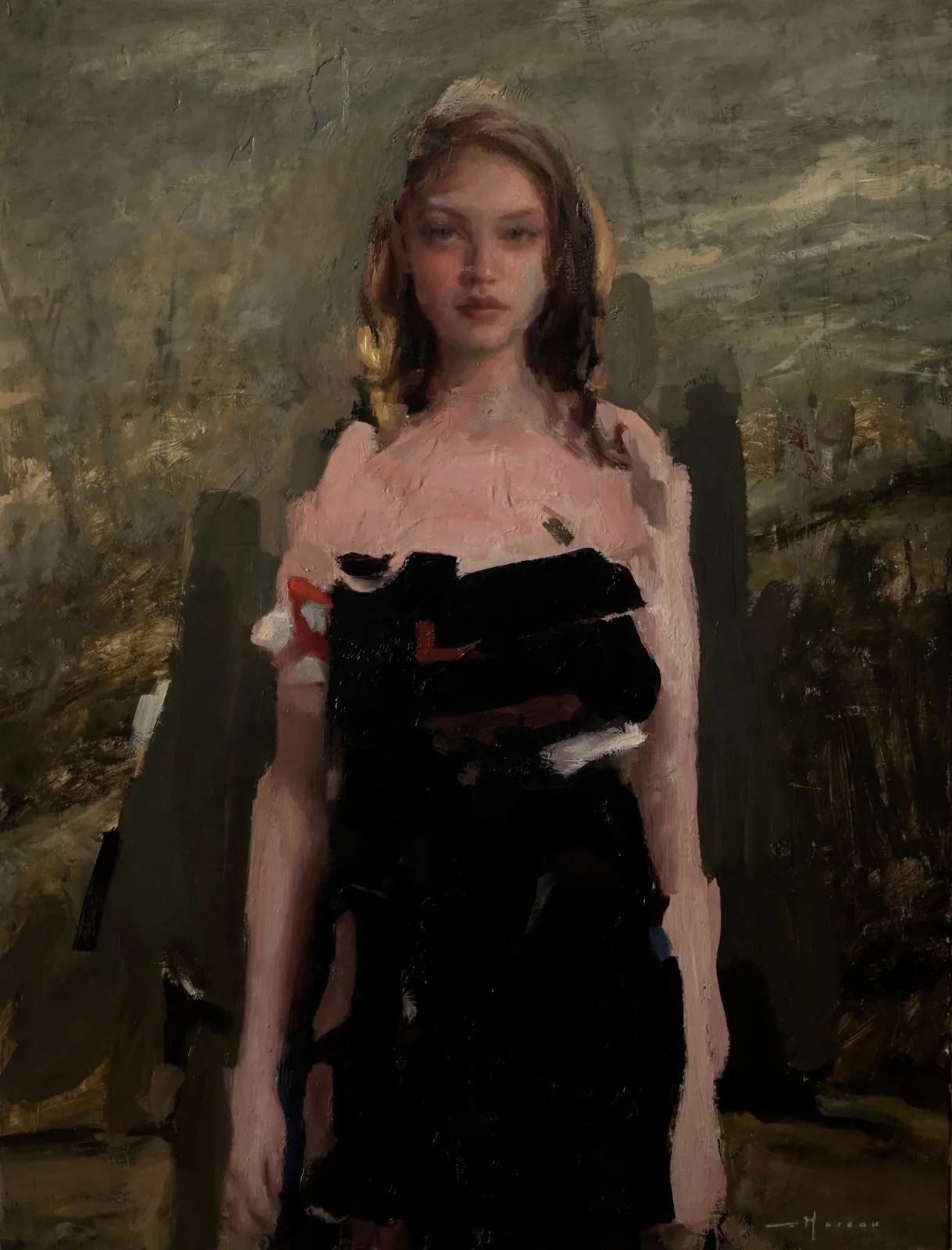 Fides, huile sur lin de Anthony J. Moreau, 2026, 80 × 60 cm, Galerie Calderone