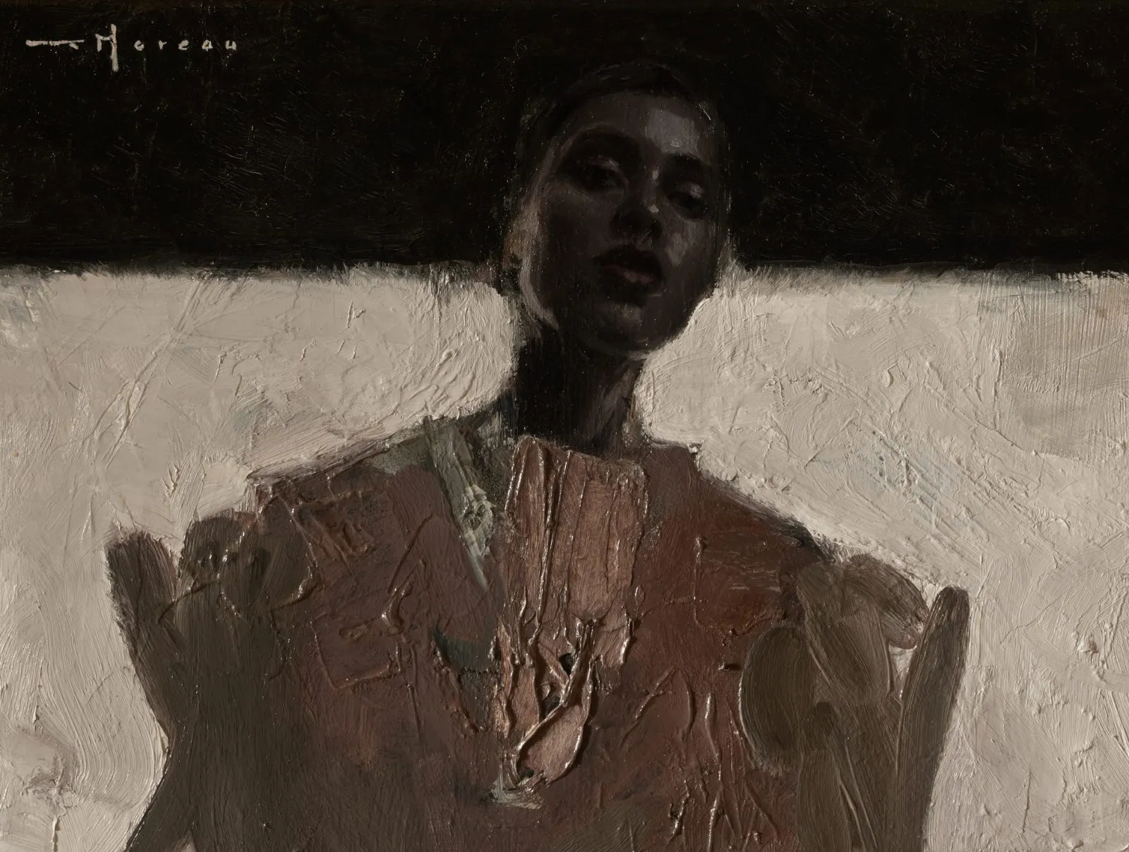 Étude II, huile sur lin de Anthony J. Moreau, 2026, 30 × 40 cm, Galerie Calderone