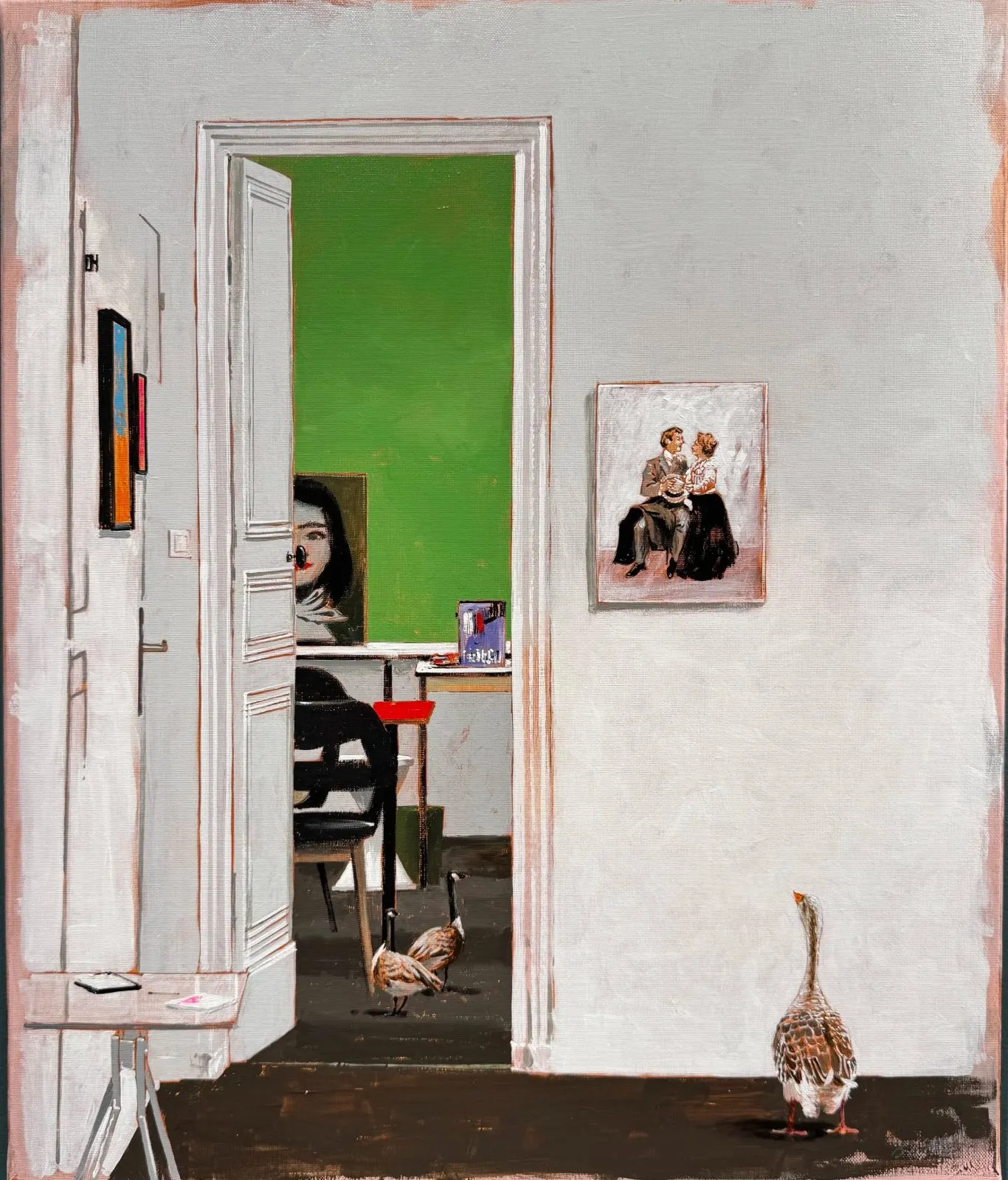 L'appartement, acrylique sur toile de Philippe Bertho, 2025, 55 × 46 cm, Galerie Calderone