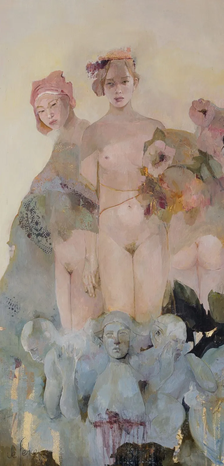 La fontaine aux Madonnes, huile sur toile de Françoise de Felice, Galerie Calderone