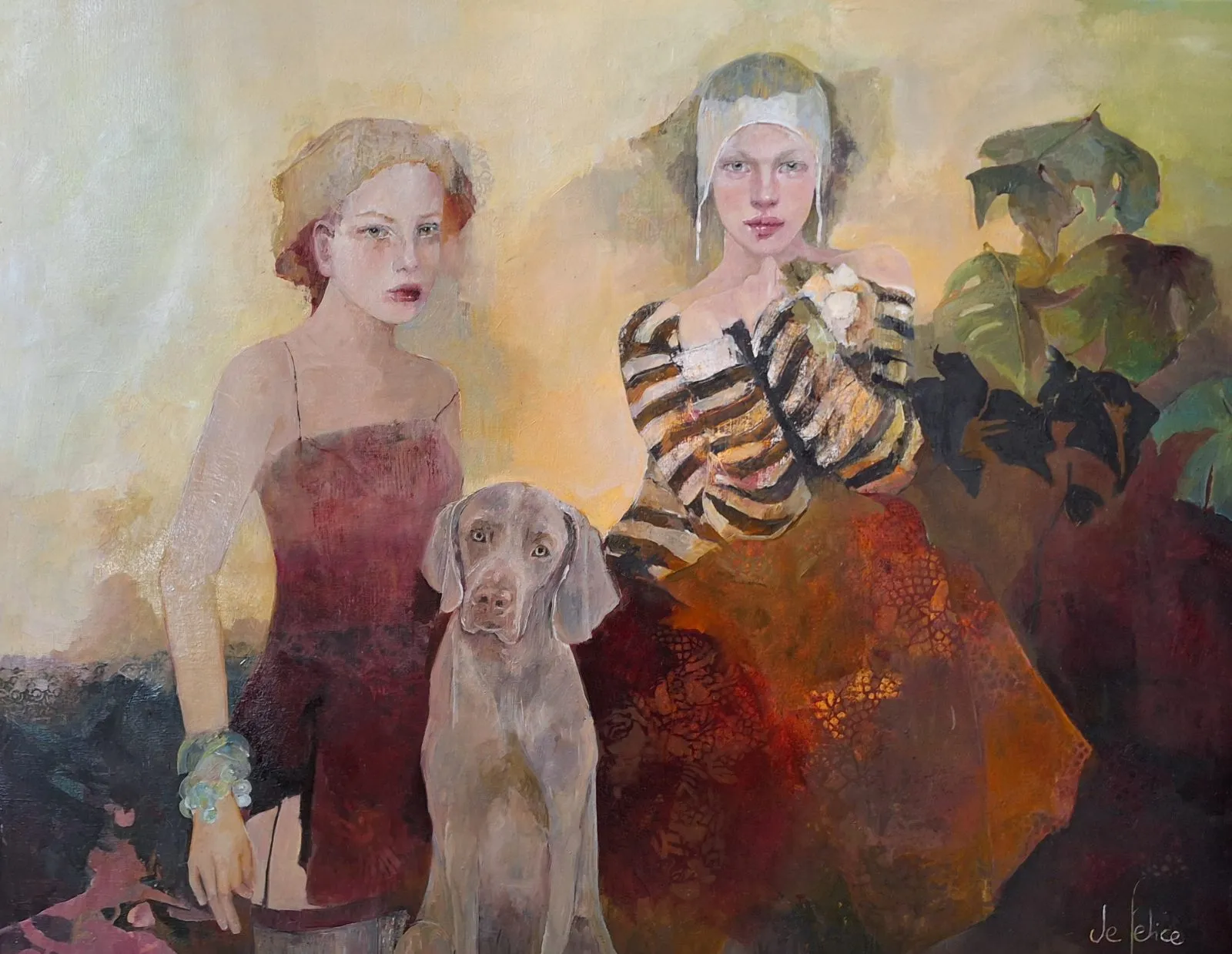 Le braque, huile sur toile de Françoise de Felice, 2024, 81 × 100 cm, Galerie Calderone