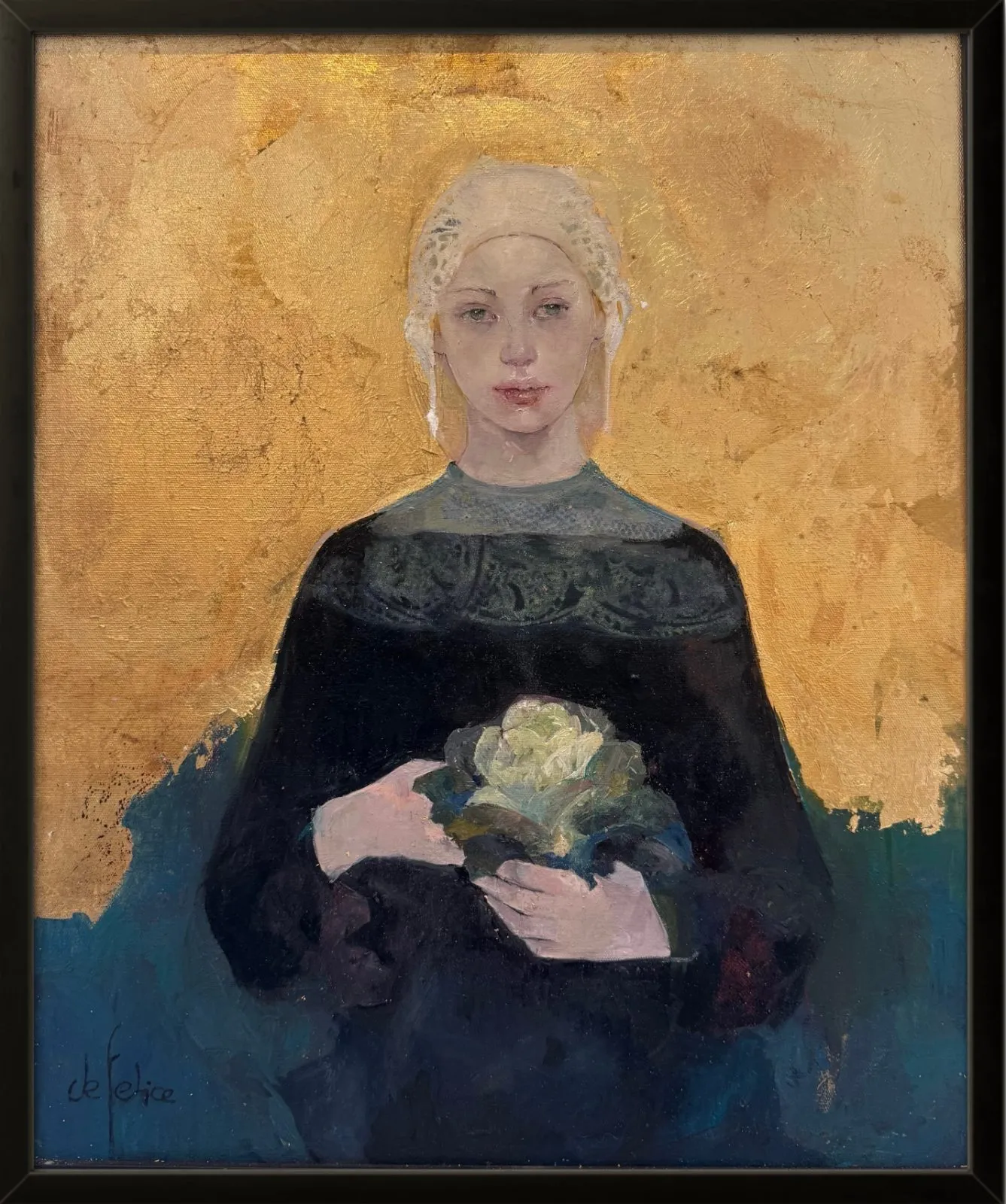 Le chou, huile sur toile de Françoise de Felice, 2025, 65 × 54 cm, Galerie Calderone