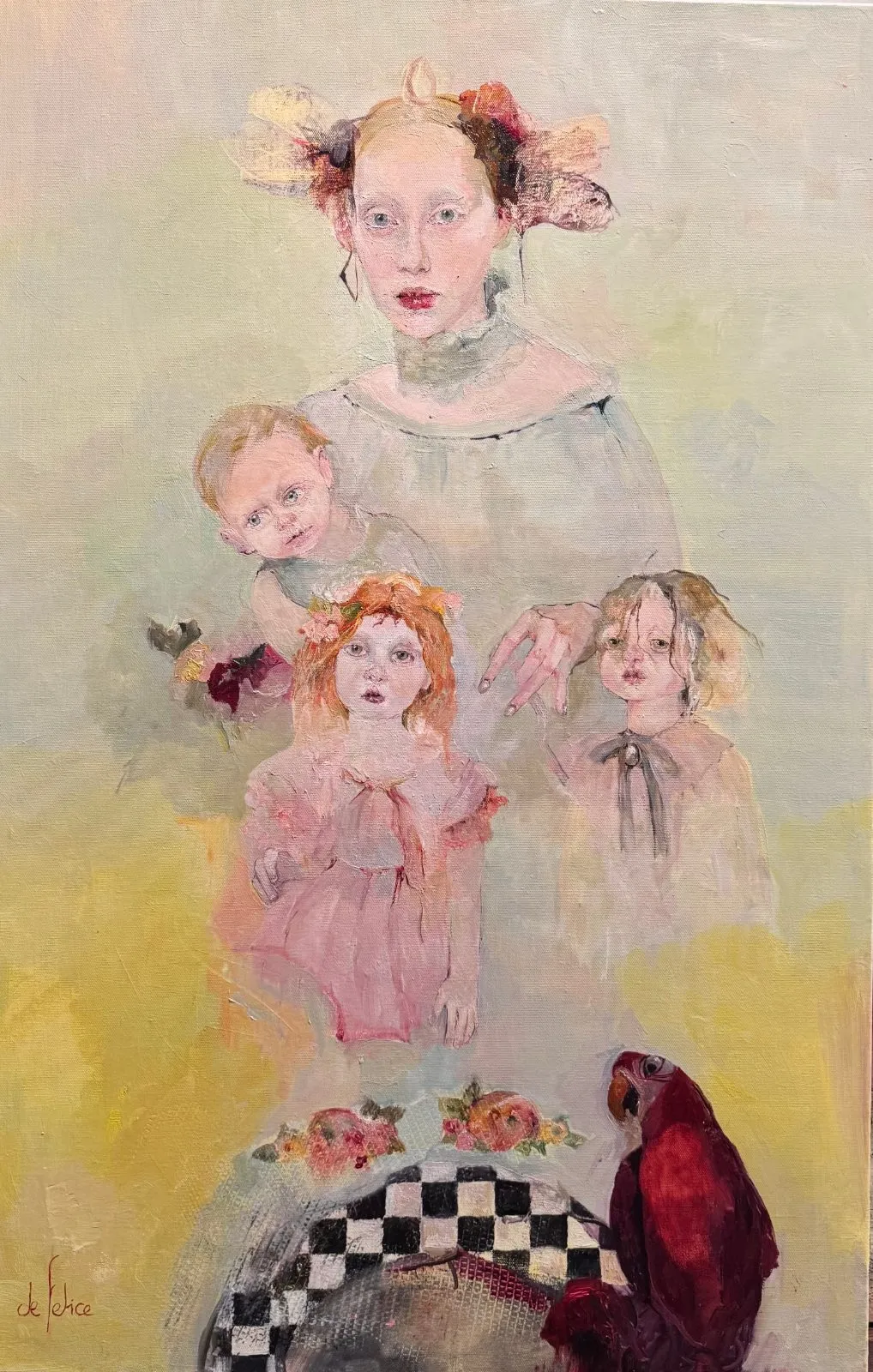 Rose, huile sur toile de Françoise de Felice, 2025, 100 × 65 cm, Galerie Calderone