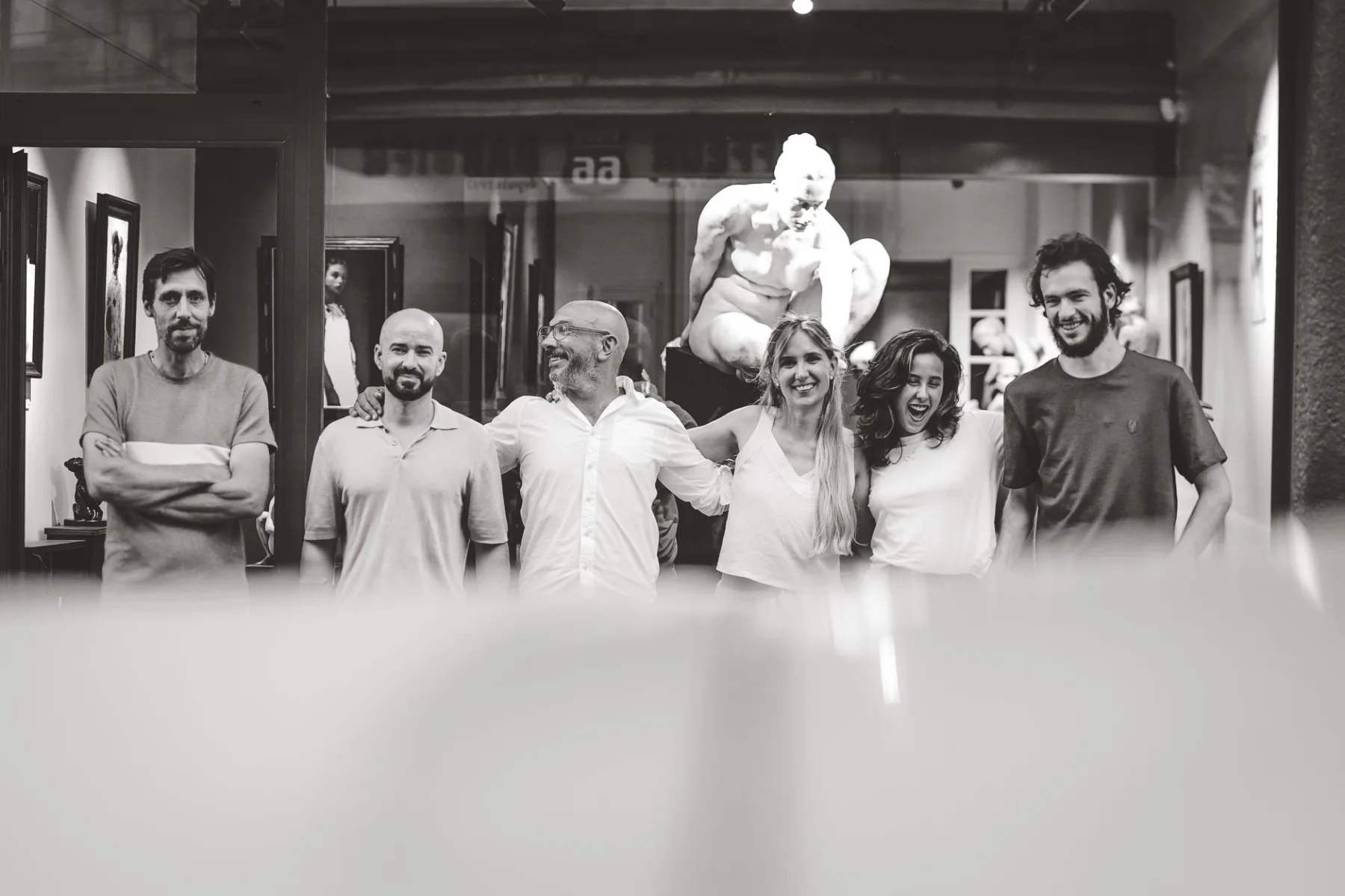 The gallery team on an opening night